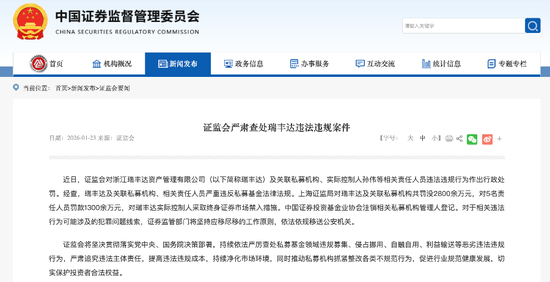 瑞丰达领史上最重罚单,私募监管进入新阶段