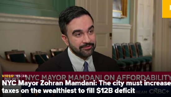 纽约市长曼达尼：纽约市必须提高对富人的征税以填补120亿美元财政赤字