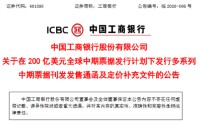 工商银行：香港分行、卢森堡分行以及伦敦分行发行中期票据已完成上市