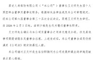 君龙人寿：董事长王文怀因个人原因辞任 邹少荣代为履职