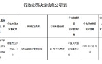 陕西镇坪农村商业银行被罚20万元：违反金融统计管理规定