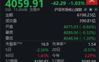 A股低开低走，沪指半日下跌1.03%