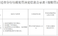 江苏泗阳农村商业银行被罚43.5万元：违反金融统计相关规定等