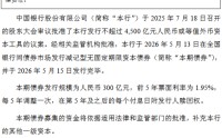 中国银行：完成发行300亿元减记型无固定期限资本债券