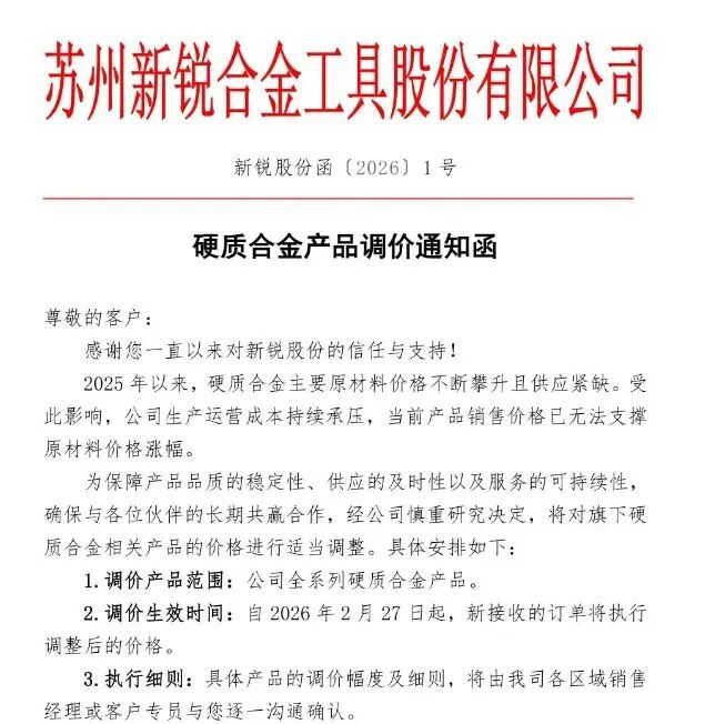钨价一年狂飙470%，两家上市公司“顶不住”了？接连发函涨价