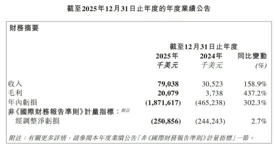 MiniMax2025年业绩报：营收7903.8万美元，同比增长158.9%