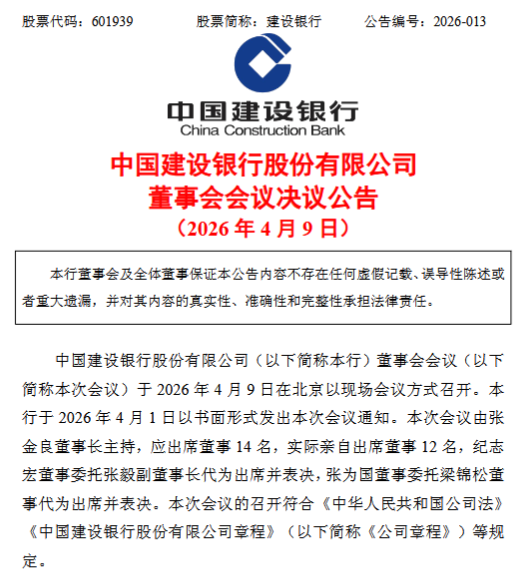 建设银行:同意提名孙孝坤担任执行董事