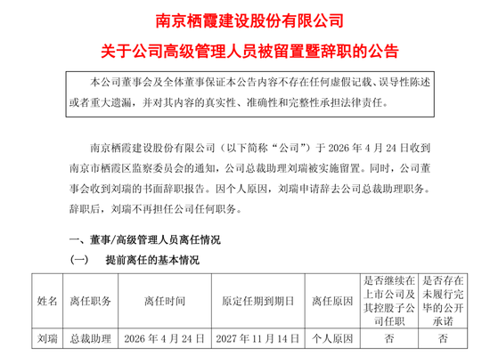 600533,高管被留置