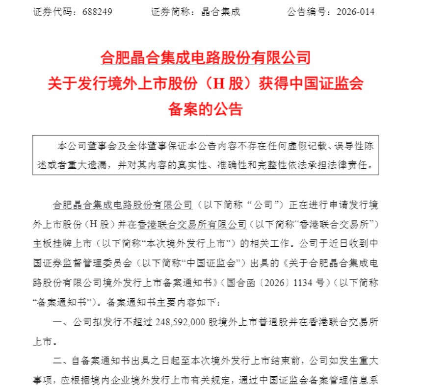 860亿合肥芯片龙头大涨10%,赴港IPO有新进展
