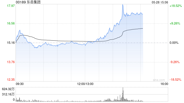 东岳集团午后涨超13% 本年内股价累计涨幅已近60%